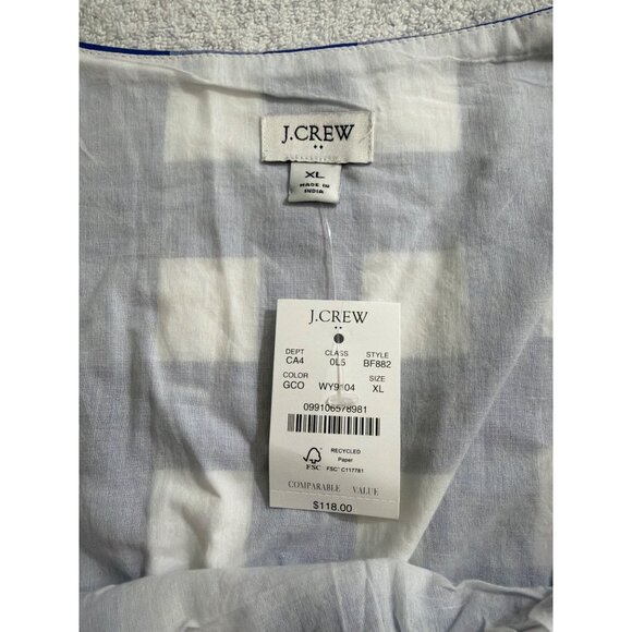 NWT J.Crew Factory Blue & White Gingham Tiered Midi Dress XL - Picture 3 of 16
